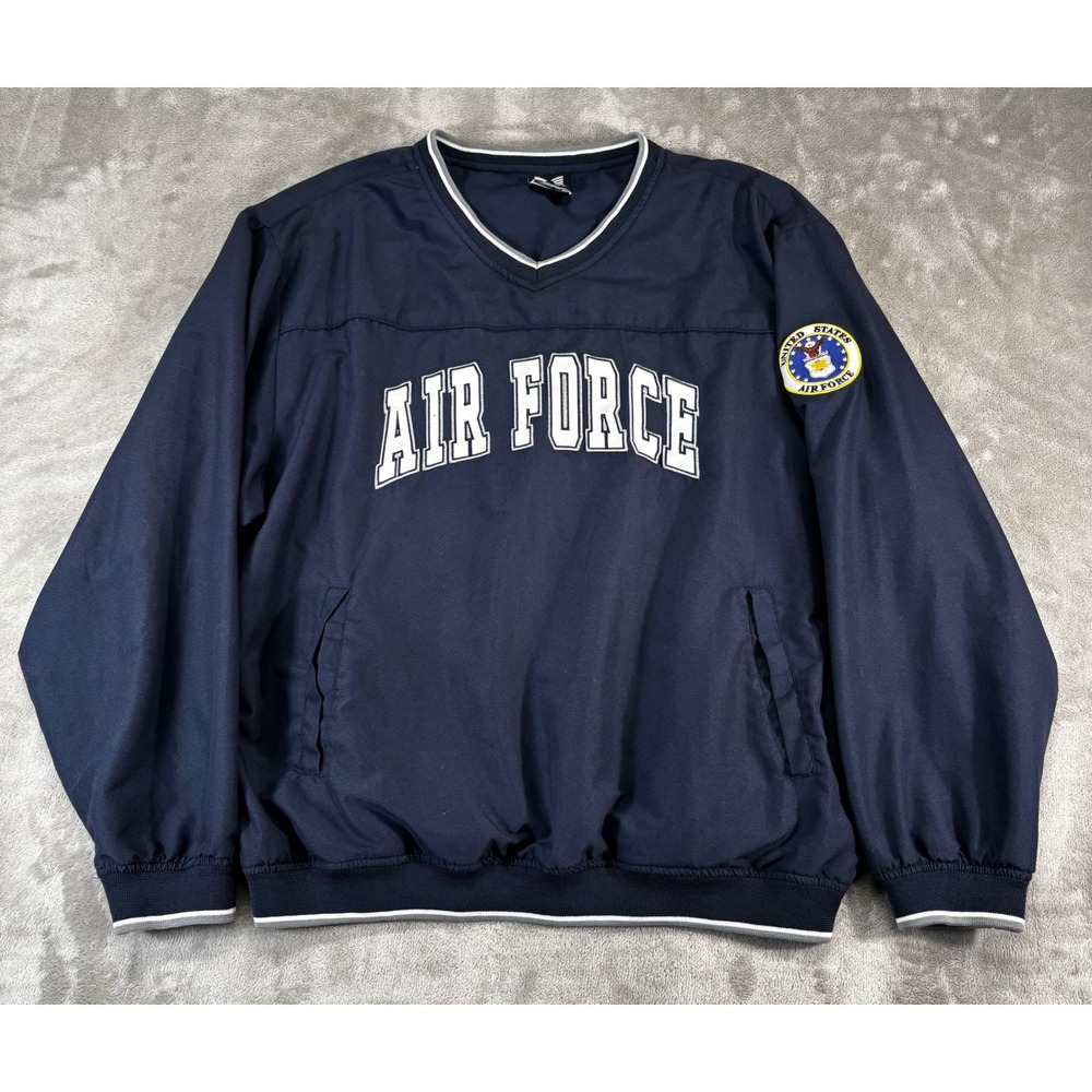 Rapid Dominance Air Force Windbreaker Mens L Navy Blue Excellent V-Neck Pullover